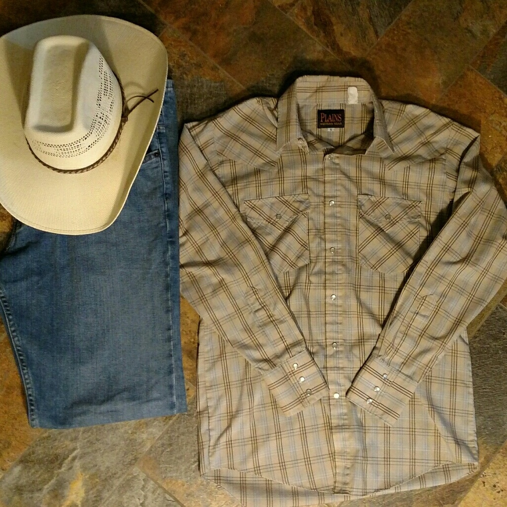 Plains Western Wear Pearl snap shirt small